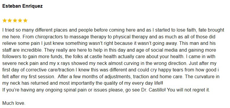 Chiropractic Upland CA Esteban Google Review